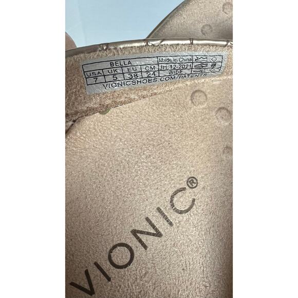 NWOT Vionic Bella Silver Metal Fabric Bow Thong Flip-Flop Comfort Sandals Sz 7 - Picture 9 of 10